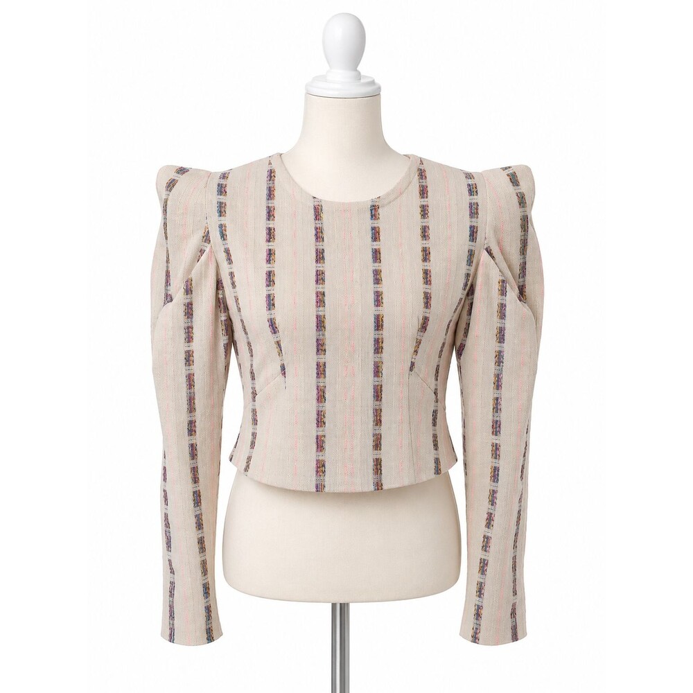 Women's Vintage Koch Cropped Long Sleeve Statement Shoulder Top Size XS
